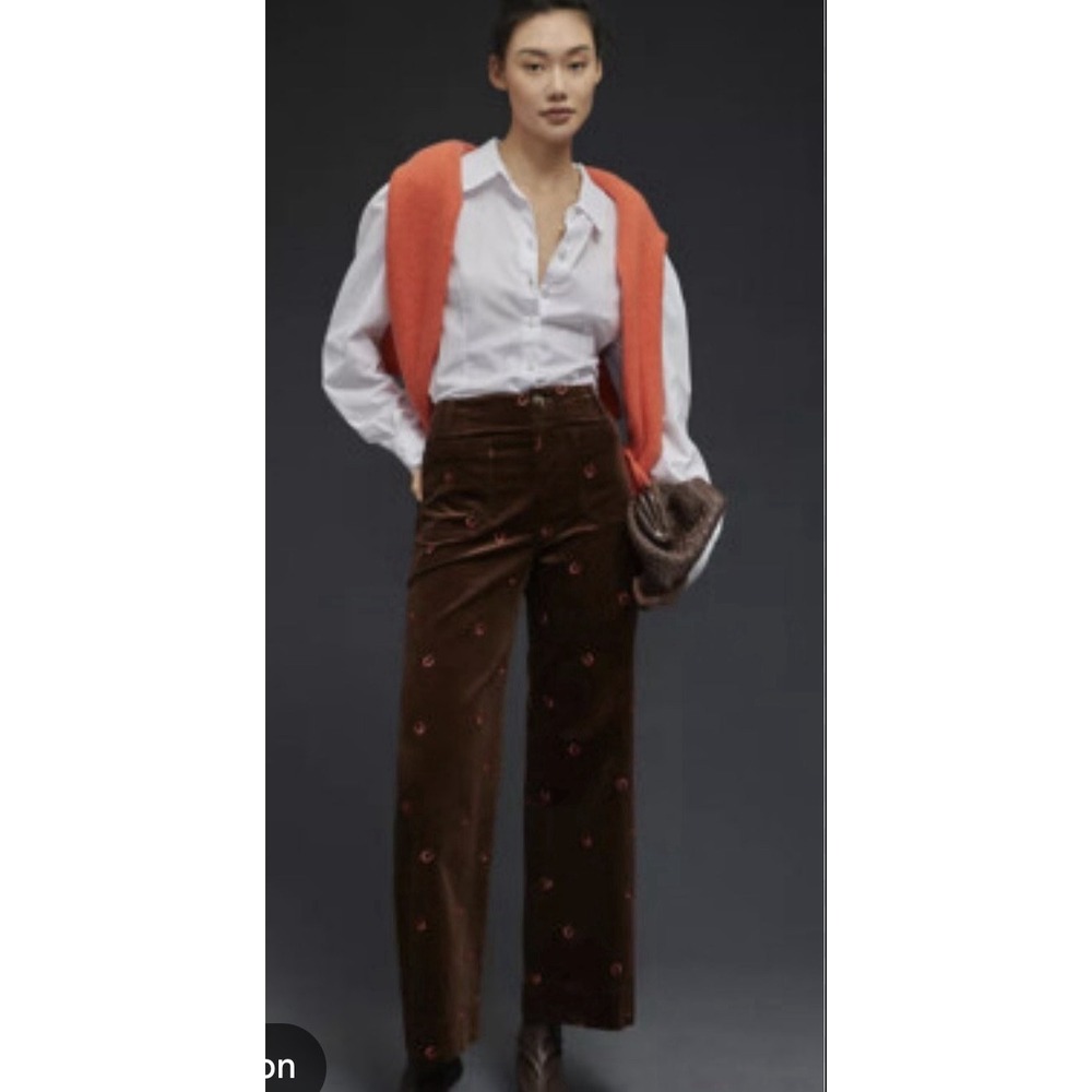 Anthropologie Maeve Pants The Colette‎ Ankle 26 Corduroy Horseshoe Western Twee